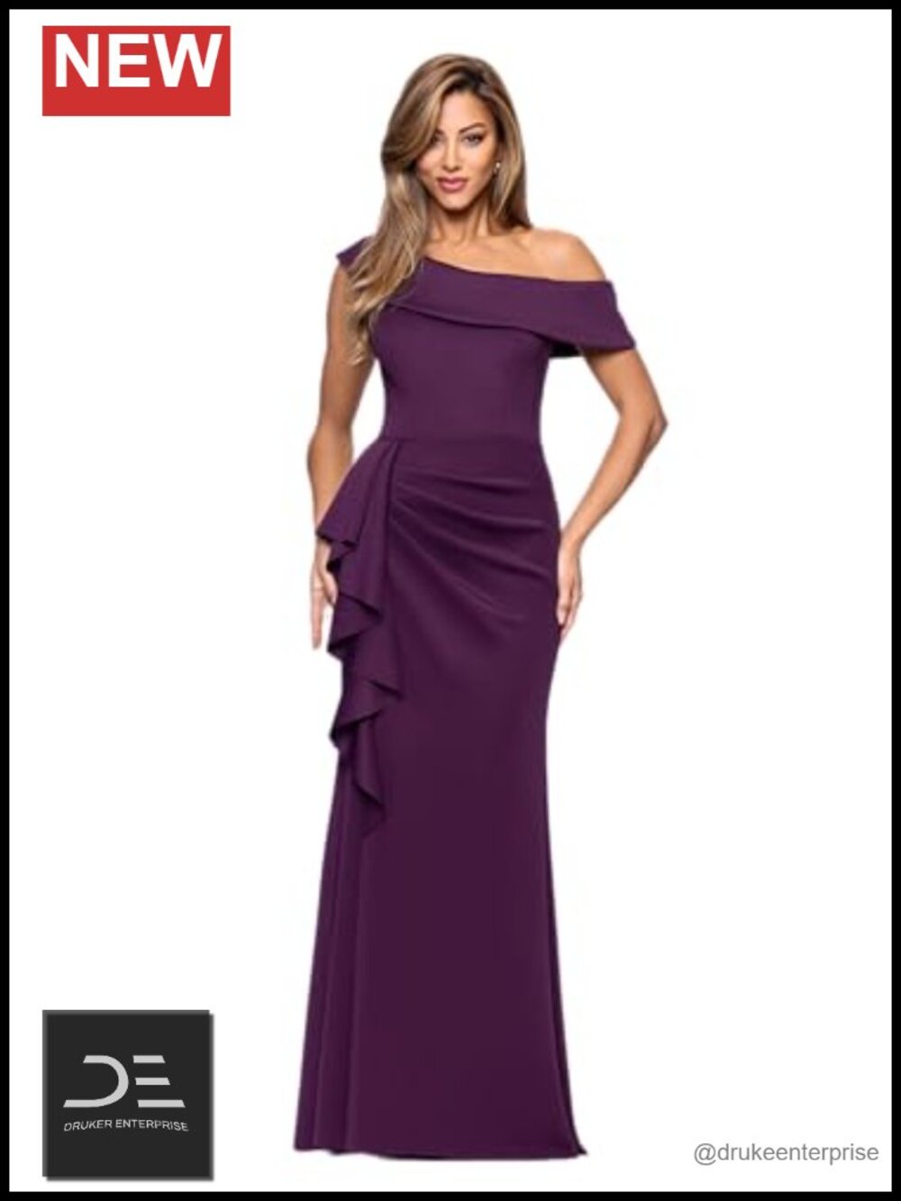 Draped One Shoulder Bodycon Ruffle Floor Length Formal Dress